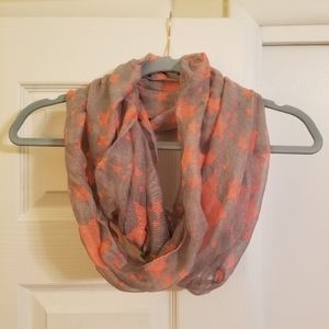 Infinity Scarf, Gray with Orange Stars